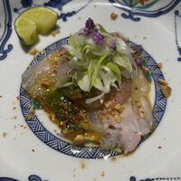 眞善美 - クエと甘エビの中華風お刺身