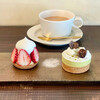 マイヤンココ - 料理写真:カフェオレ、苺のタルト、タルトピスタージュ