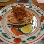 銀座おかもと - 釜ゆでの香箱蟹です。旨みが逃げていない素晴らしいもの。