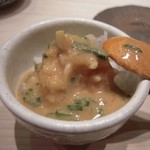 すし匠 - 2013/01/24　かわはぎ　きも醤油の残りを、しゃりにかけて♪