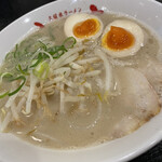 久留米ラーメンふくの家 - 煮玉子ラーメン（もやしトッピング）