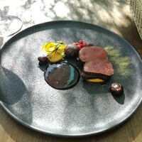 TRATTORIA CREATTA - 蝦夷鹿うちもも肉の岩塩包み　栗のフリット　５種ベリービネガーソース