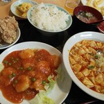 Ryuuka - エビチリ、麻婆豆腐定食