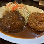 とんかつ ひろ喜 - ハンバーグ＆クリームコロッケ定食