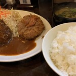 とんかつ ひろ喜 - ハンバーグ＆クリームコロッケ定食