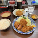 とんかつ 丸山 - ヒレとんかつ定食 ¥1800 と メンチカツ ¥300