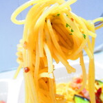 ハル - 海老と茄子のペペロンチーノ　５４０円（税込）のパスタのアップ【２０２２年３月】