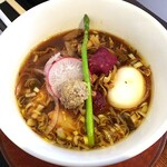 ソババル チリエージョ - 醤油soba（長谷川豚と津軽鴨の出汁）＋トリュフ味玉　1100＋170円