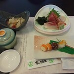 すぎのや本陣 - 前菜、刺身、茶碗蒸し