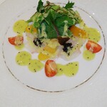 ラ・トリロジー - 前菜、真鯛のカルパッチョ、キウイソース