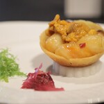 故宮 - タラバ蟹の海老包み巻きと雲丹のXOソース炒め