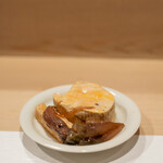 うを徳 - 2022.3 滑川ホタルイカと山芋の醤油漬け 余市アンキモ