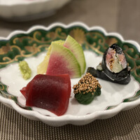鮨 てつ也 - マグロお造りと鰯の磯辺巻き
