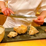 鮨 しゅん輔 - 目の前で！鮟肝でかい！