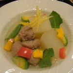 旬味きのした - 鴨つくね白味噌煮と聖護院大根の炊きあわせ