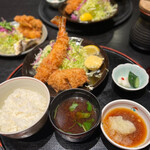 とん鈴 - ミックスフライ（車海老フライとヒレカツ）定食