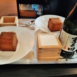 レストラン・モリエール - ワゴンサービスで提供されるデザートは、キューブ型のブリオッシュに特別純米酒まる田をかけて仕上げる個性派サヴァラン