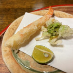 天ぷら 松 - 海老と蕗のとうの天ぷら