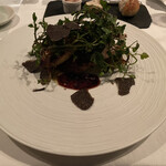 ラ・ブランシュ - ❽ タケノコとフォアグラのソテー、田ゼリ、黒トリュフ