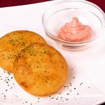Potato cheese mochi (2 pieces) - with mentaiko mayo -