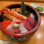 金寿司 - ちらし ¥900  メロンのお漬物