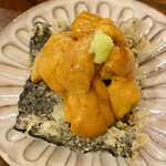 秋田 てんぷら みかわ - 海苔雲丹乗せ