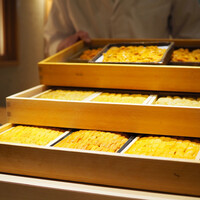 鮨 青海 - うに食べ比べ：バフンウニ3種、ムラサキウニ3種、塩水ウニ3種