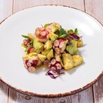 Marinated octopus and avocado