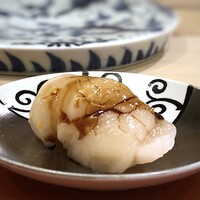 鮨 そえ島 - ◆ホタテ、出汁漬け・・ホタテ大好きの夫がとて喜んでいました。 何度も美味しいというので、優しい妻は自分の分を夫へ。笑