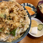 みちお亭 - かき揚げ天丼/味噌汁/漬物/デザート 1,200円税込