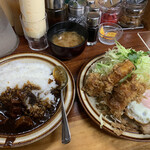 馬場南海 - イカフライしょうが焼きライス+カレールー大盛