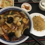 蘭 - (料理)麺と炒飯定食(五目麺)①