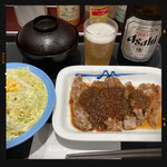 Matsuya - シャリアピンソースのポークソテー&瓶ビール