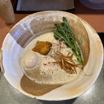 三代目晴レル屋 本店 - 魚と麦味噌の鶏soba  ¥830 +味付煮たまご(サービス)