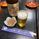 壷ふじ - 塩辛・ビール