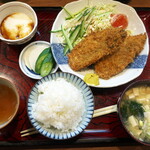 和風料理鈴本 - 日替わり定食(アジフライ)：700円[ご飯少なめ・小鉢(とろろ)お新香・味噌汁]／2022年3月