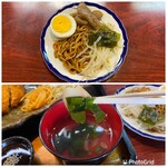喫茶店さざんか - 上 サラダバーから取り分けた
下 吸い物の具材