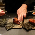 北海道焼肉 北うし - 知床産和牛シャトーブリアン手巻寿司