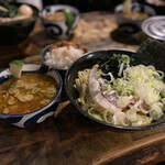 家系ラーメン クックら - つけ麺中盛多め　海苔刻みネギ　ライス