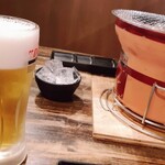 七輪焼肉 安安 - 生ビール290円（税込）