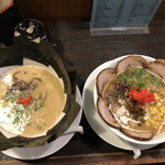Isshin - のりラーメンと味噌とんこつチャーシュー麺を注文！やっぱり美味しい！