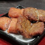つかふき屋 - 鶏さつま揚げ紅生姜と有馬山椒