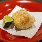 新ばし 星野 - 圧巻のぐじの天ぷら。鳥肌。パリッとしているけれど儚い衣。中はフワッフワで甘み～、旨み～。