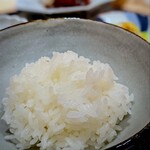 新ばし 星野 - 最高の白米。星野さん自身、たまに食べると、うわ～うめ～、と思うとの事。塩ご飯も頂いて、美味しさに悶絶。