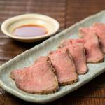 roast beef with wasabi soy sauce