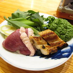 玄斎 - 鴨と穴子と白ネギとのらぼう菜とかつお菜