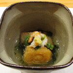 玄斎 - 宍粟市の里芋の唐揚げ おかきの粉を付けたタイラギ貝柱のかき餅揚げ