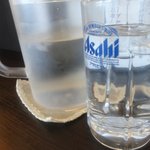 野菜が美味しい鶏豚ラーメン まる重 - お水はなんとジョッキで！