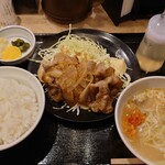 野郎めし - 生姜焼き定食温麺変更