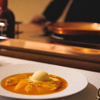 Flambé dessert "Okura traditional technique -Crepes Suzette".